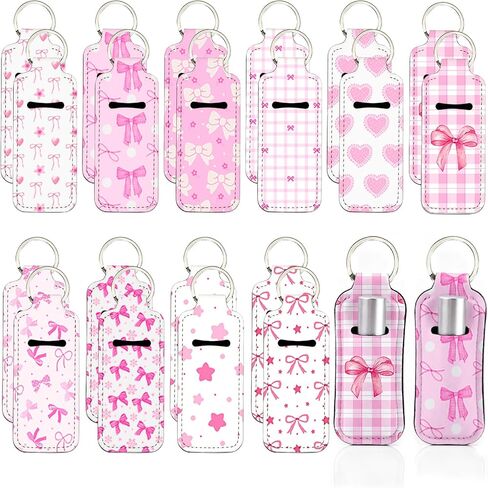 20 Pcs Lipstick Holder Keychain, Chapstick Holder Bulk, Coquette Pink Bow Keychain Charm Backpack Purse Accessories, Pink Party Favors for Women, Chapstick Lipstick Lip Balm Lip Gloss Organizer Sleeve in Saudi Arabia