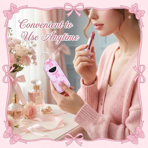 20 Pcs Lipstick Holder Keychain, Chapstick Holder Bulk, Coquette Pink Bow Keychain Charm Backpack Purse Accessories, Pink Party Favors for Women, Chapstick Lipstick Lip Balm Lip Gloss Organizer Sleeve in Saudi Arabia