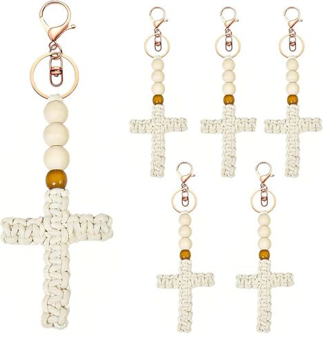 6 Pcs Handmade Cross Keychain Christian Keychains Jesus Gifts Cute Car Key Chains Bag Charm for Women Men in Saudi Arabia