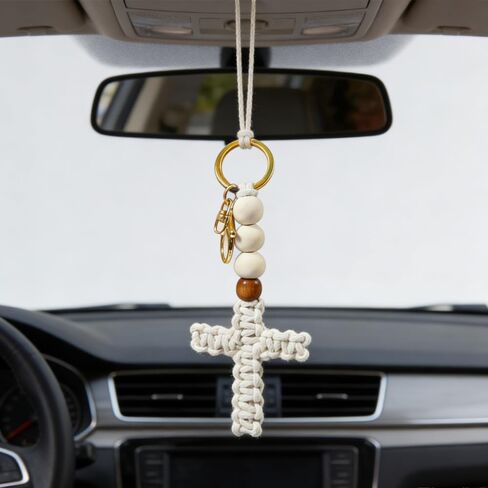 6 Pcs Handmade Cross Keychain Christian Keychains Jesus Gifts Cute Car Key Chains Bag Charm for Women Men in Saudi Arabia