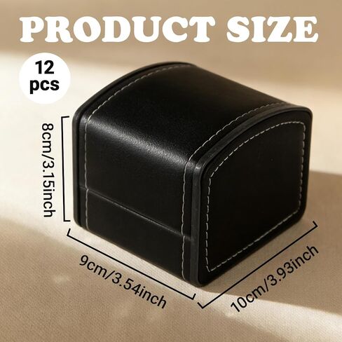 12 Pack Single Watch Case,Black PU Leather Gift Display,Jewelry Storage Case with Pillow Cushion, Wristwatch Travel Organizer,Watch Display Holder for Women and Men in Saudi Arabia