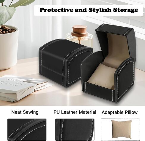 12 Pack Single Watch Case,Black PU Leather Gift Display,Jewelry Storage Case with Pillow Cushion, Wristwatch Travel Organizer,Watch Display Holder for Women and Men in Saudi Arabia