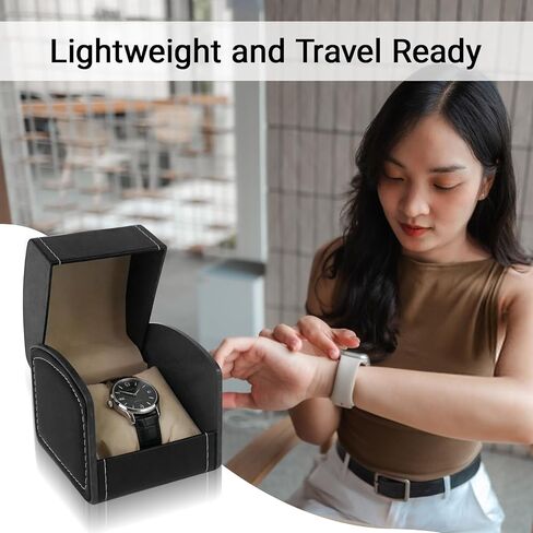 12 Pack Single Watch Case,Black PU Leather Gift Display,Jewelry Storage Case with Pillow Cushion, Wristwatch Travel Organizer,Watch Display Holder for Women and Men in Saudi Arabia