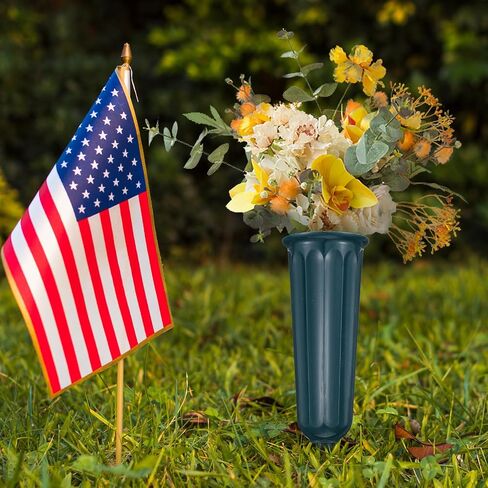 6 Pcs Cemetery Vases with Spikes and Foam Inserts, Memorial Floral Vases for Outdoor Grave Headstone Decoration with Fresh or Artificial Flowers, Green in Saudi Arabia