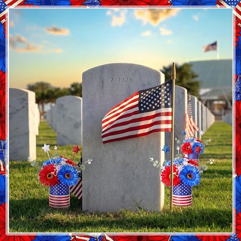 LemonRoad 3 Sets 4th of July Centerpieces for Tables Patriotic Vase Red White and Blue Artificial Flowers Decoration for Independence Day Patriotic Table Home Party Supplies Decor in Saudi Arabia