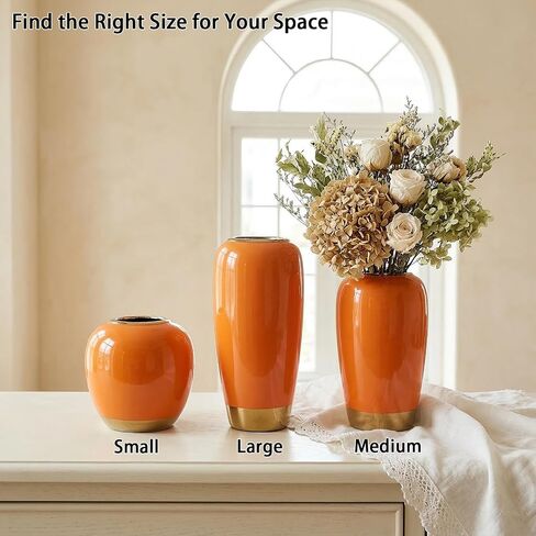 Orange Ceramic Vase,11.8 Inch Large Rustic Vases,Modern Decorative Vase,Terracotta Vase for Living Room Entrance Table Centerpiece,Kitchen,Bedroom,Wedding,Minimalist Home Decor in Saudi Arabia