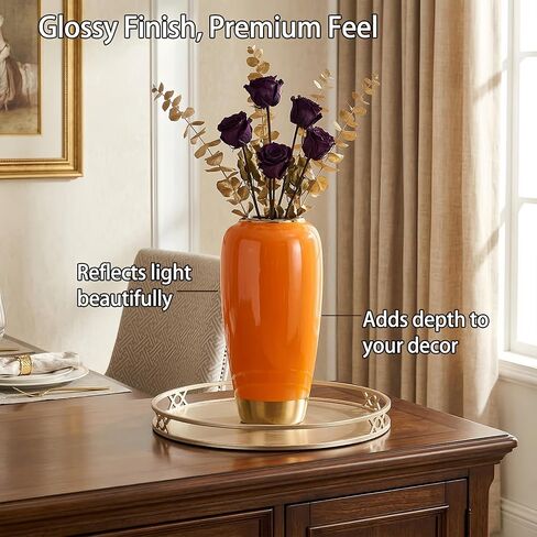 Orange Ceramic Vase,11.8 Inch Large Rustic Vases,Modern Decorative Vase,Terracotta Vase for Living Room Entrance Table Centerpiece,Kitchen,Bedroom,Wedding,Minimalist Home Decor in Saudi Arabia