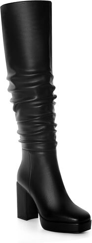 ANN CREEK Knee High Boots for Women Long Slouchy Boots Women’s Tall Boots High Block Heel Side Zipper Square Toe in Saudi Arabia