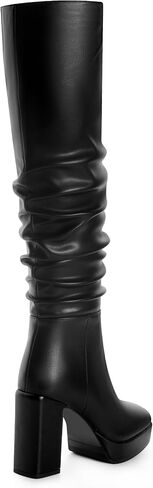 ANN CREEK Knee High Boots for Women Long Slouchy Boots Women’s Tall Boots High Block Heel Side Zipper Square Toe in Saudi Arabia