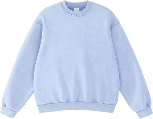 FAIABLE Womens Acid Wash Crewneck Sweatshirt Oversized Fleece Heavyweight Sweatshirts Unisex Vintage Cotton Pullover in Saudi Arabia