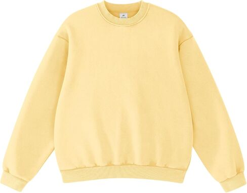 FAIABLE Womens Acid Wash Crewneck Sweatshirt Oversized Fleece Heavyweight Sweatshirts Unisex Vintage Cotton Pullover in Saudi Arabia