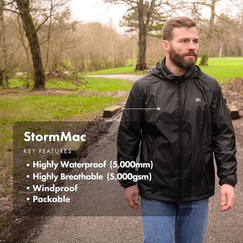 Mac in a Sac StormMac Men's Waterproof Packable Rain Jacket – Windproof Hooded Coat with Reflective Details in Saudi Arabia