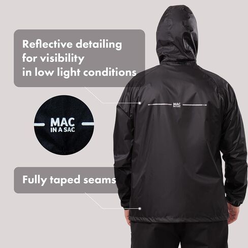 Mac in a Sac StormMac Men's Waterproof Packable Rain Jacket – Windproof Hooded Coat with Reflective Details in Saudi Arabia