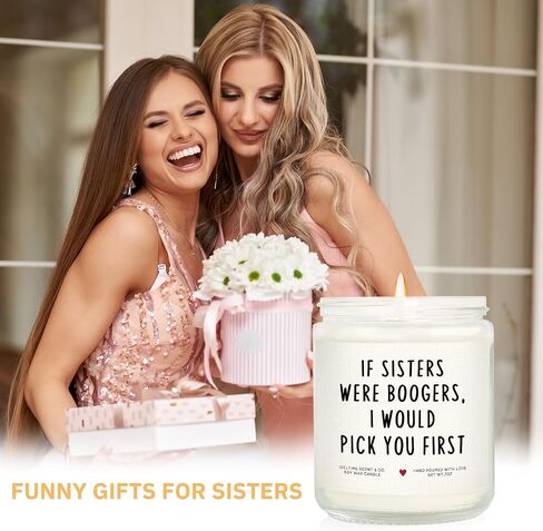 Sister Birthday Gifts, If Sisters were Boogers Candle, Funny Sisters Gifts from Sister Brother on Birthday, Graduation, Christmas, Natural Soy Wax, Lavender Scent, 7oz, Handmade in Saudi Arabia