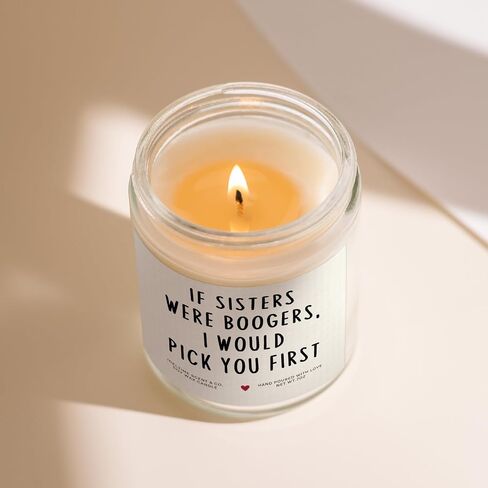 Sister Birthday Gifts, If Sisters were Boogers Candle, Funny Sisters Gifts from Sister Brother on Birthday, Graduation, Christmas, Natural Soy Wax, Lavender Scent, 7oz, Handmade in Saudi Arabia