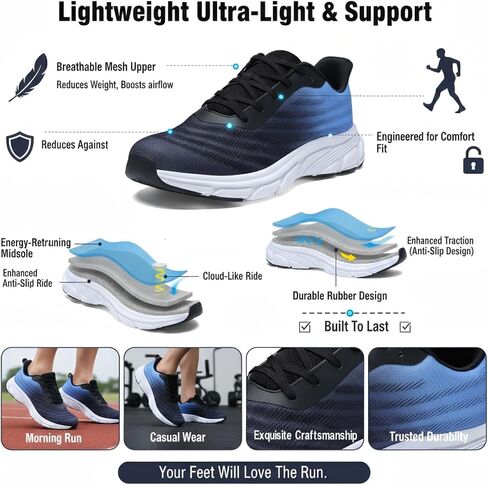 Mens Running Shoes Men Casual Breathable Non Slip Walking Shoes Comfortable Mesh Tennis Sneakers for Gym Workout Training in Kuwait