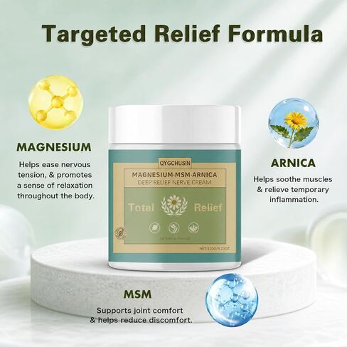 Total Relief Magnesium Soothing Cream,Magnesium Chloride with Arnica,MSM | Fast-Absorbing,Daily Nourishment for Hands, Feet, Knees, Neck & Back, 4OZ in Saudi Arabia