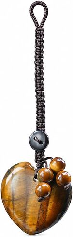 Natural Stone Heart Keychain, Crystal Pendant with Beads, Handwoven Cord Bag Charm for Keys and Bags in Saudi Arabia
