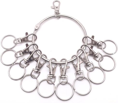 Large Key Ring Hoop, Big Key Ring Holder | with 10 Detachable Swivel Clasps, Portable Key Organizer for Office Warehouse School Home (Silver, 8.8cm) in Saudi Arabia