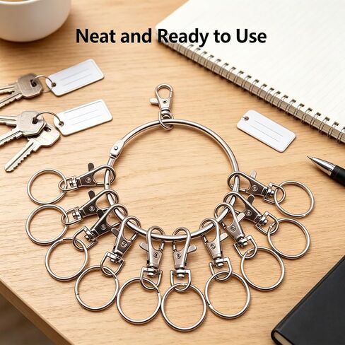 Large Key Ring Hoop, Big Key Ring Holder | with 10 Detachable Swivel Clasps, Portable Key Organizer for Office Warehouse School Home (Silver, 8.8cm) in Saudi Arabia