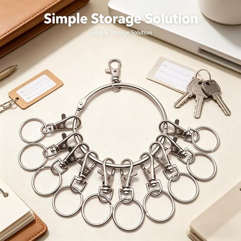 Large Key Ring Hoop, Big Key Ring Holder | with 10 Detachable Swivel Clasps, Portable Key Organizer for Office Warehouse School Home (Silver, 8.8cm) in Saudi Arabia