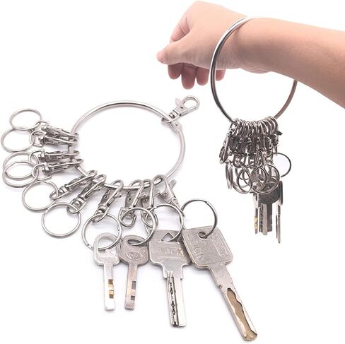 Large Key Ring Hoop, Big Key Ring Holder | with 10 Detachable Swivel Clasps, Portable Key Organizer for Office Warehouse School Home (Silver, 8.8cm) in Saudi Arabia