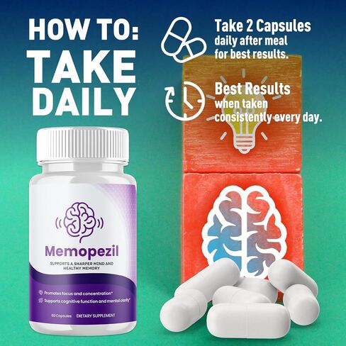 (2 Pack) Memopezil Brain Capsules, Memopezil Pills with All Natural Ingredients, Advanced Formula Health and Wellness Support Supplement Pills with Maximum Strength Multivitamins Support(120 Capsules) in Saudi Arabia