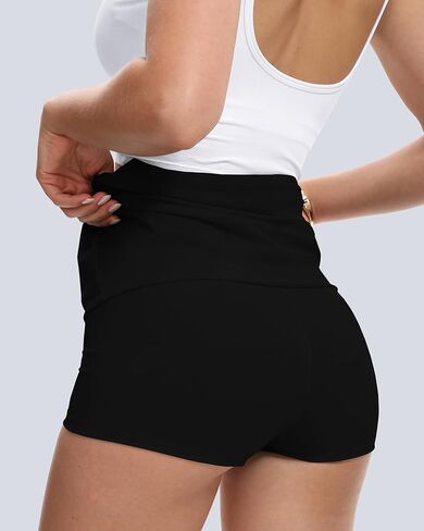 elescat Mini Skirt for Women with Shorts Underneath Stretchy Low Rise Y2k Bodycon Skorts Trendy Club Party Streetwear Outfits in Saudi Arabia