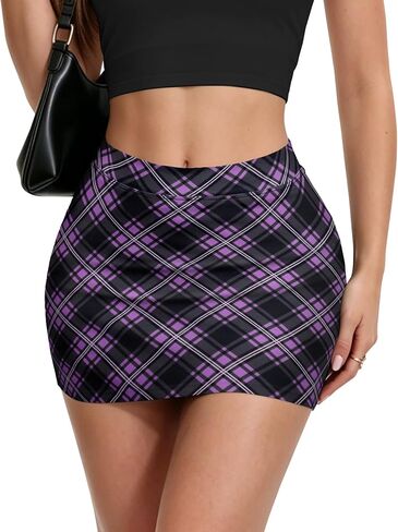 elescat Mini Skirt for Women with Shorts Underneath Stretchy Low Rise Y2k Bodycon Skorts Trendy Club Party Streetwear Outfits in Saudi Arabia