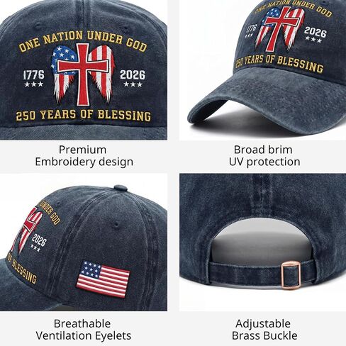 4th of July 250th Anniversary USA Hat - Embroidery United States 250th Anniversary Hat, Patriotic 1776-2026 Cap for Man Dad Grandpa, Patriots Gifts for Men Women, Commemorative Cap on Independence Day in Saudi Arabia