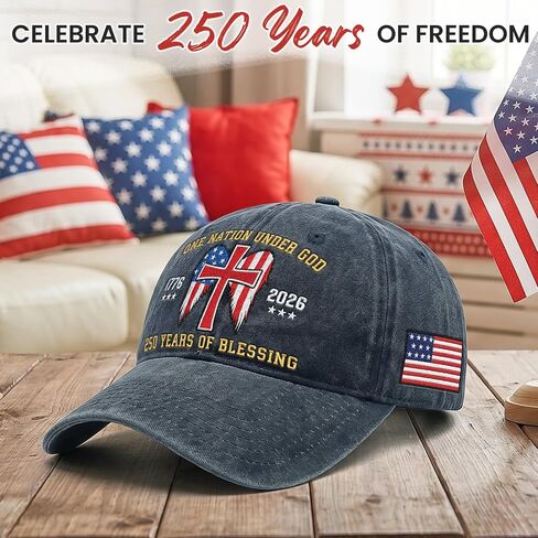 4th of July 250th Anniversary USA Hat - Embroidery United States 250th Anniversary Hat, Patriotic 1776-2026 Cap for Man Dad Grandpa, Patriots Gifts for Men Women, Commemorative Cap on Independence Day in Saudi Arabia