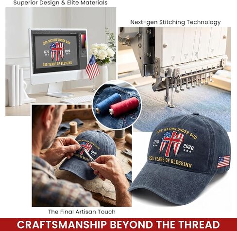 4th of July 250th Anniversary USA Hat - Embroidery United States 250th Anniversary Hat, Patriotic 1776-2026 Cap for Man Dad Grandpa, Patriots Gifts for Men Women, Commemorative Cap on Independence Day in Saudi Arabia