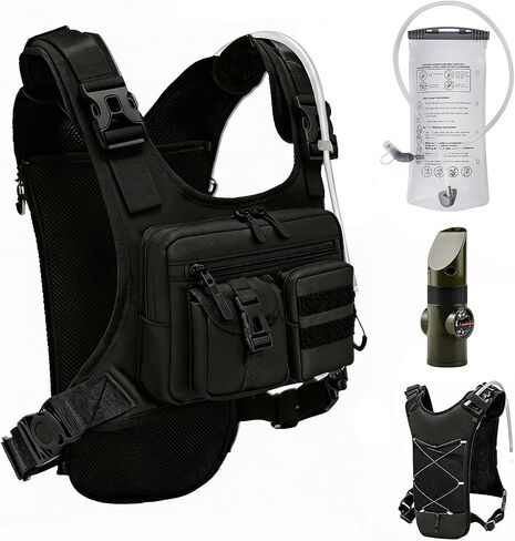 Running Vest Hydration Backpack with 2L Water Bladder and Survival Whistle,Lightweight Running Vest for Women Men,Breathable Hiking Backpack Water Backpack Chest Pack for Marathon,Cycling,Hiking in Saudi Arabia
