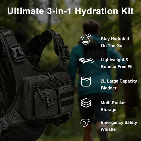 Running Vest Hydration Backpack with 2L Water Bladder and Survival Whistle,Lightweight Running Vest for Women Men,Breathable Hiking Backpack Water Backpack Chest Pack for Marathon,Cycling,Hiking in Saudi Arabia