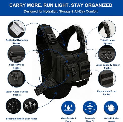 Running Vest Hydration Backpack with 2L Water Bladder and Survival Whistle,Lightweight Running Vest for Women Men,Breathable Hiking Backpack Water Backpack Chest Pack for Marathon,Cycling,Hiking in Saudi Arabia
