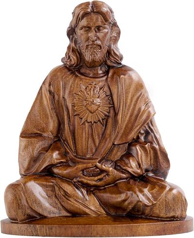 Jesus Figurine，Wooden Statue of Jesus Meditating, Home Decor,Religious Gifts,Desktop Ornaments (4 Inch) in Saudi Arabia