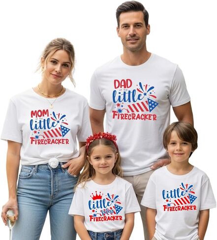 Little Firecracker Matching 4th of July Family Shirts Patriotic Mom Dad Daughter Son Outfit Multicolor in Kuwait