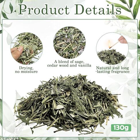 4.6 oz Organic Dried Sage, Cedar & Sweetgrass Loose Mix - Natural Smudging Herbs for Home Cleansing, Meditation & Negative Energy Clearing Rituals in Saudi Arabia