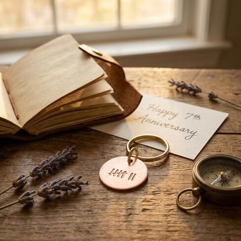 Copper Key Tag with Engraved Tally Marks - Personalized Wedding or Birthday Gift - Unique and Thoughtful Present in Saudi Arabia