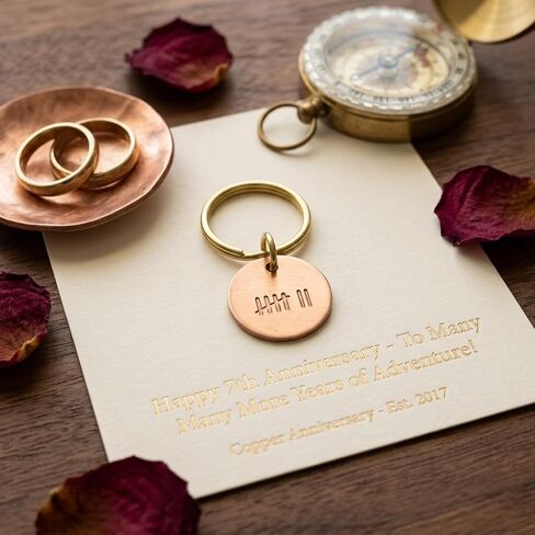 Copper Key Tag with Engraved Tally Marks - Personalized Wedding or Birthday Gift - Unique and Thoughtful Present in Saudi Arabia