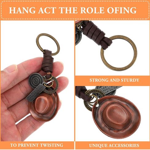 TENDYCOCO Vintage Cowboy Hat Keychain 8-Pack Metal Key Ring Fashionable Western Key Holder for Men Car Bag Backpack Accessories 4.01X1.33X3.14In in Kuwait
