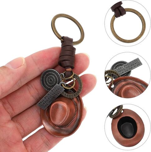 TENDYCOCO Vintage Cowboy Hat Keychain 8-Pack Metal Key Ring Fashionable Western Key Holder for Men Car Bag Backpack Accessories 4.01X1.33X3.14In in Kuwait