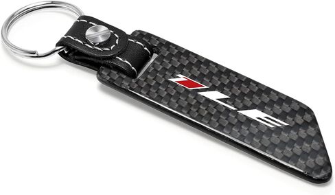 iPick Image for Chevrolet Camaro 1LE Black Real Carbon Fiber Blade Style with Black Leather Strap Key Chain Keychain, Official Licensed in Saudi Arabia