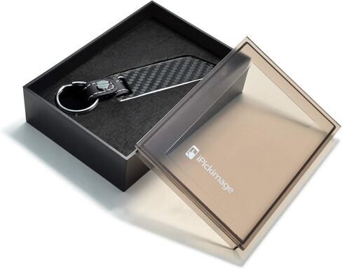 iPick Image for Chevrolet Camaro 1LE Black Real Carbon Fiber Blade Style with Black Leather Strap Key Chain Keychain, Official Licensed in Saudi Arabia