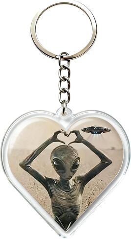Alien Heart Keychain Cute Acrylic UFO Keychain for Women Men, Funny Aesthetic Space Lover Gift, Clear Double-Sided Pendant for Bag Backpack in Kuwait