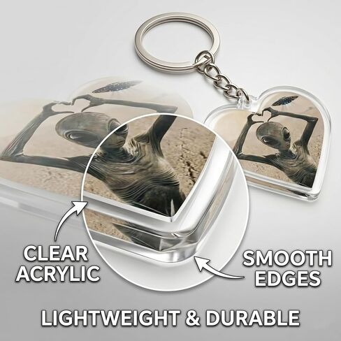 Alien Heart Keychain Cute Acrylic UFO Keychain for Women Men, Funny Aesthetic Space Lover Gift, Clear Double-Sided Pendant for Bag Backpack in Kuwait