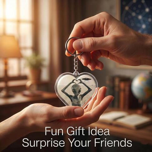 Alien Heart Keychain Cute Acrylic UFO Keychain for Women Men, Funny Aesthetic Space Lover Gift, Clear Double-Sided Pendant for Bag Backpack in Kuwait