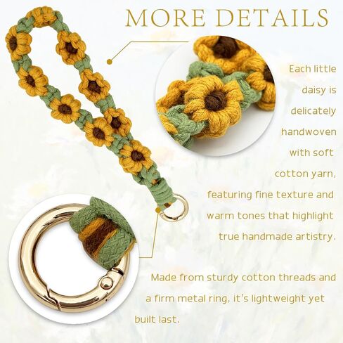 Bohemian Woven Keychain Wristlet – Handmade Cotton Thread Keyring Holder Bracelet & Wrist Lanyard for Women, Exquisite Keychain Accessory in Saudi Arabia