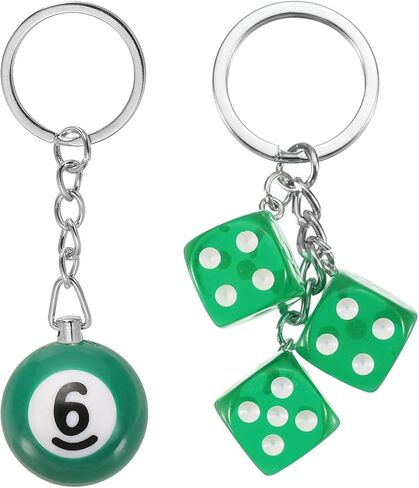 PATIKIL Keychain, Pool Balls with Dice Keychain Creative Keyring Charm Pendant for Bag Wallet Purse Car Cellphone Accessories in Kuwait