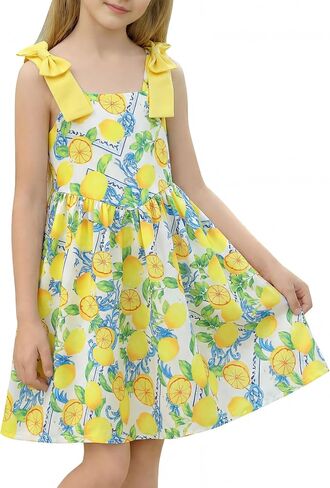 Summer Dresses for Girls Cami Dress Floral Print Kids Cute Casual Ruched Flowy Sundress Party Beach Holiday 4-12Y in Saudi Arabia